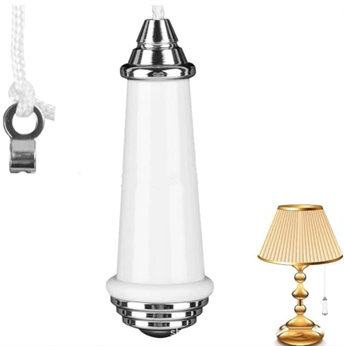 Ceramic Light Cord Pull, Bathroom Light Pull Cord Handle, Light Pull Cord Handle, for Bathroom Toilet Light Ceiling Light Fan Switch Wall (White)
