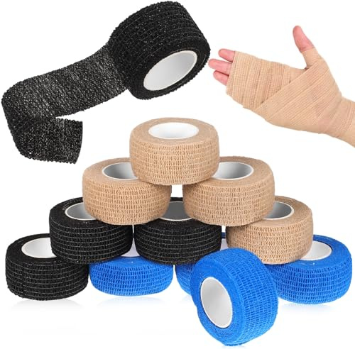 MOTHNUR 12 rouleaux Bandage Auto-adhésif Élastique Bande de Contention Respirante pour Poignet Cheville et Sport Adhésif Stable et Confortable
