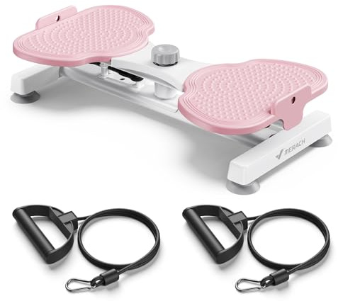 MERACH Hüfttwister, Twist Waist Disc Borad für Frauen, Bauchmuskeltrainer mit 2 Widerstandsbändern für Schlanke Taille & Core-Training, Max 136KG, Geräuschloses Heim-Fitnessgerät - Rosa (Pro)