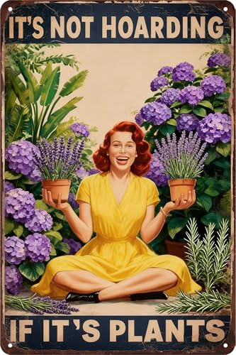 Plant Accessories Indoor Funny Green House Decor Gardening Gifts For Women It‘S Not Hoarding If It'S Plants Sign Plant Lovers Gift Ideas Greenhouse Accessories And Supplies Plant Decor Sign 12 X 8 In
