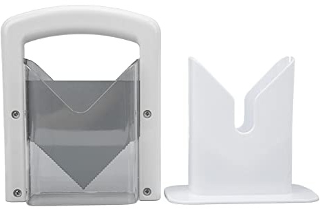 Affettatrice Bagel, Taglierina Manuale Bagel in Plastica Bianca con Copertura di Sicurezza e Impugnatura Affettatrice Universale per Bagel Pane Muffin Panini Rotoli