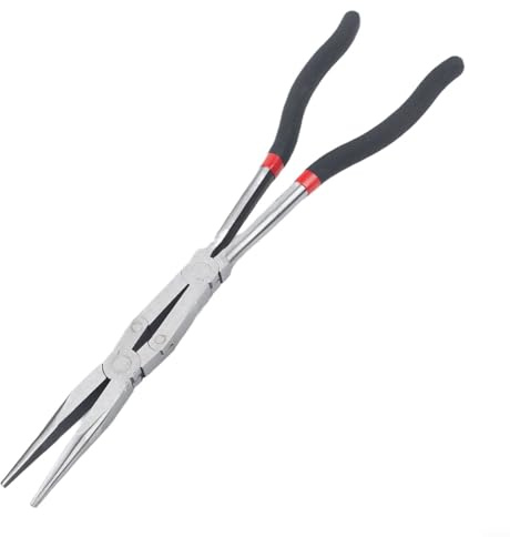Juego de alicates de punta de aguja de precisión con puntas rectas dobladas de 45 grados y 90 grados diseñados para tareas de joyería automotriz y construcción (alicates rectos)