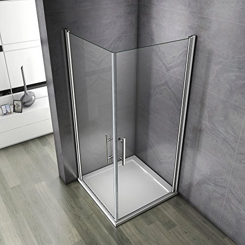 AICA 90x90x195cm Porte Pivotante Douche Verre Anticalcaire Transparent