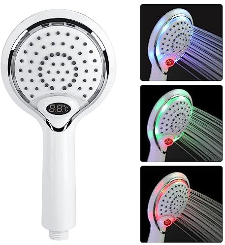 Soffione Doccia LED da Bagno Palmare 3 Colori LED Shower Head prinkler Water Powered 3 Colori Cambiando Doccia con Display Digitale della Temperatura
