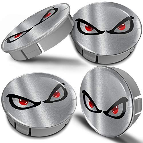 Biomar Labs 4 x 60mm Kunststoff Nabenkappen Kappen Silber No Fear Eyes Augen Keine Angst Silver Felgendeckel Radkappen Radnabendeckel Nabendeckel Auto Tuning CS 16