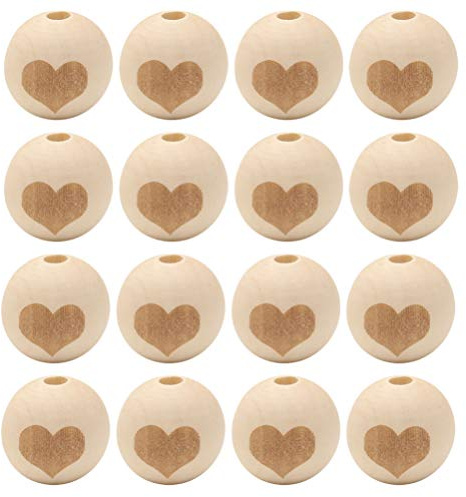 STOBOK Holzperle Diy Zubehör 50 Stück Runde Lose Perlen Mit Loch 0.79In Für Kinder Schmuckherstellung Armbänder Basteln Handgefertigte Holzperlen