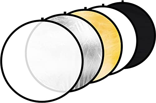 Aqirui 32inch/80cm 5 in 1 Collapsible Light Reflector Round Multi Disc with Bag-Translucent, Silver, Gold, White and Black for Photography Photo Studio Lighting and Outdoor Lighting