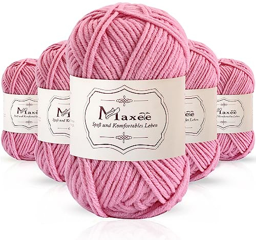 Maxee 250g(50gx5) Handstrickgarn Multicolor, Acryl Garn zum Stricken, Weicher Wolle zum Häkeln und Kunsthandwerk, Hand Knitting Garn zum Häkeln, Schals für Strickanfänger, Erfahrene Stricker