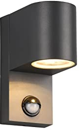 meineWunschleuchte Außen-Wandleuchte Höhe 15cm zur Hausbeleuchtung, | Bewegungsmelder, GU10 LED, moderne Außenleuchte in Anthrazit für die Haus Wand IP44