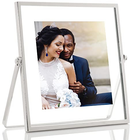 Lawrence Frames Metal Easel Float Picture Frame, 4x4, Silver