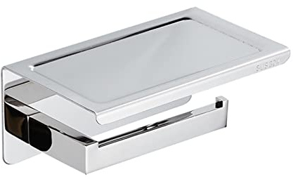 WYJRO Toilettenpapierhalter, Wandhalterung, Badezimmer-Toilettenpapierhalter mit Handy-Ablage,badaccessoirestoilettenpapier aufbewahrung,Chrome
