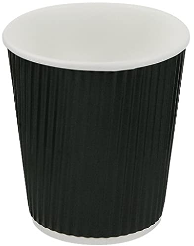 Bicchiere di cartone nero triplo spessore 240 ml (8 oz) | Set di 100 bicchieri | anti ustioni | Bevande molto calde = caffè, tè, cioccolato, zuppe | Caffetteria Birreria Snack | Sul posto o da