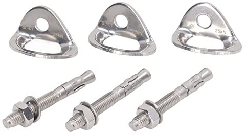 VBESTLIFE 3 Paar Kletterbolzen-Aufhänger, Edelstahl-Kletterankerbolzen-Erweiterungsbolzen für Sicherungsgeräte