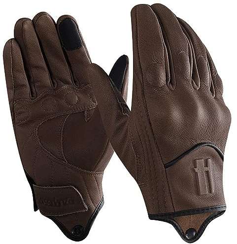 Harssidanzar Herren Winter Warm Goatskin Leder Touchscreen Motorrad Handschuhe GM041EU