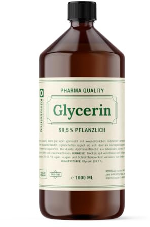 Viroxidin Pflanzliches Glycerin 1l 99,5% in reinster Pharmaqualität hergestellt in Deutschland - Hochreines VG Glycerin flüssig E422-100% natürlich & ohne Zusatzstoffe