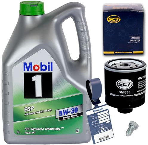 BandelOne enthält Ölfilter+Mobil 1 5W30 Öl passend für A2 A3 Up Polo 9 6N Golf 4 5 6 7 Mii