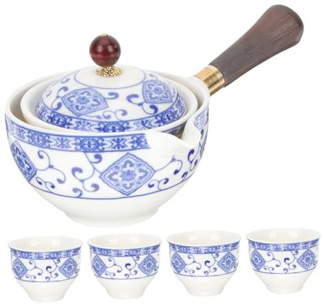 LeGDOr 1 Set 360 Tea Rotation Maker Ceramic Teapot with Side Handle Rotation Tea Maker Cup Chinese Ceramic Teapot Loose Leaf Tea Pot Small Tea Kettle Ceramics Household to Rotate Gift Box