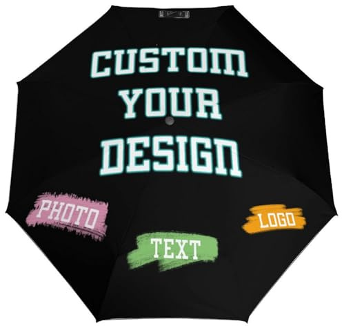Design Personalisiert Regenschirm,kompakter, tragbarer, automatisch Faltbarer Regenschirm Personalisiert Taschenschirme, Taschenschirme mit Foto Text, für Reisen im Regen, UV-geschützt