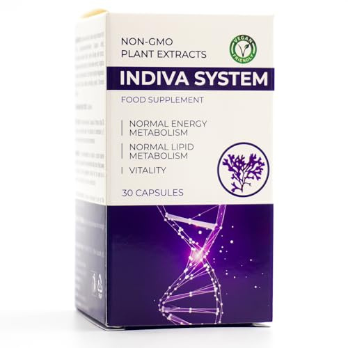 Indiva System Nahrungsergänzungsmittel zur Fettverbrennung, leistungsstark, Appetitkontrolle, für Damen und Herren, mit Spirulina und Koffein. 30 Kapseln. (1)