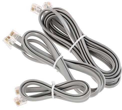 Housoutil 3pcs Enhance Your Phone Lines Pc Telephone Wire Long Cable Silver Grey Robust for Home Office