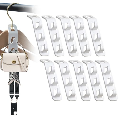 DINGFENG 10 Kleiderbügel Verbindungshaken Platzsparend Kunststoff Metall | Weiß Closet Organizer Aufbewahrung für Schrank Organisation Hanger Hooks