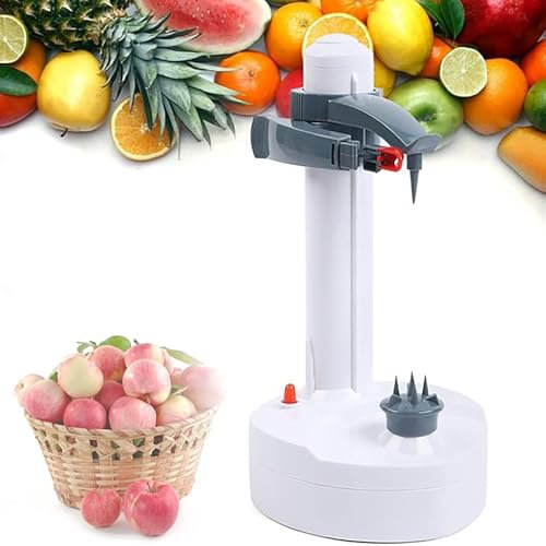 Pelador de frutas eléctrico, pelador de manzanas giratorio automático, cortador de frutas y verduras, herramienta de pelado de cocina con hoja de acero inoxidable, for patatas, pepinos