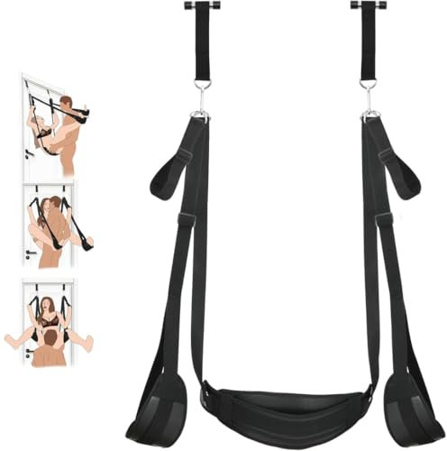 Sex Swing Door Sex Toys Sex Bondage BDSM Restraints Toys, Sex Slings Slave Newest Leather Soft Plush Slings with Adjustable Straps, Hanging Door Handcuffs Leg Spreader Adult Toys for Couple,
