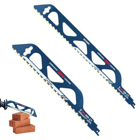 WDKXCN Reciprocating Saw Blades, 2Pcs Universal Concrete Sabre Saw Blades for Cutting Brick Block Cement Board, Professional Compatible with Bosch Dewalt,300mm+450mm, Blue