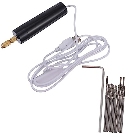 DIYEAH Mini Taladro Eléctrico Carga USB, Herramienta Rotativa Inalámbrica de Acero para Plástico y Piedra, Manualidades