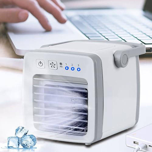 Portable Air Cooler - 3 in 1 USB Mini Air Conditioner Fan for Home,Oscillating 3 Speeds Tower Fan for Bedroom,Small Water Cooler Conditioner for Office, Efficient Climate Control Appliance