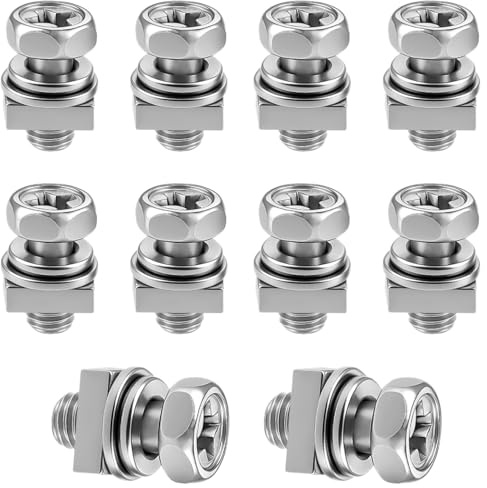 10 Set Dadi e Viti della Batteria per Moto Scooter, Viti di Ricambio per Batteria Moto per Progetti Fai Da Te Scooter ATV, M6x12
