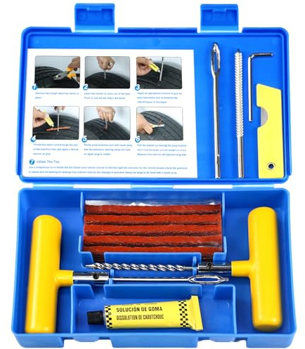 Beanewone Kit Riparazione Pneumatici Auto, Kit Riparazione Pneumatici Moto Adatto per Veicoli Professionali Pesanti, Veicoli Fuoristrada, Motociclette e Pneumatici per Autocarri, Kit Riparazione Gomme