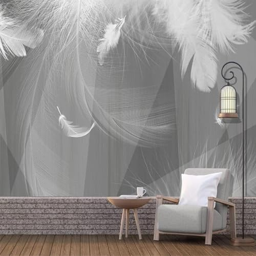 Einfach Kreativ Retro Geometrisch Weiße Feder 3D Tapeten Tapete Luxus Home Esszimmer Fototapete Effekt Wohnzimmer Schlafzimmer Kinderzimmer-150cm×105cm