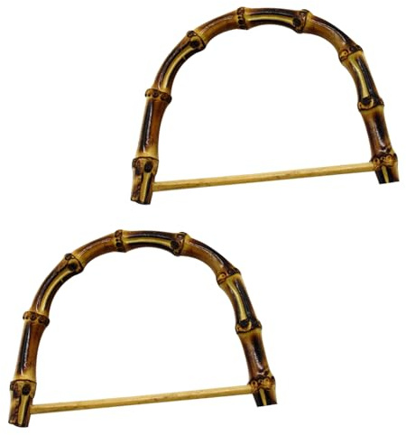 LAPYAPPE Manici Borse in Plastica Effetto bambù d 2 Pezzi Marrone | Clutch e Handbag, Mezzo Tondo, Accessorio Fai da Te, Finitura in Plastico Stile Raffinato