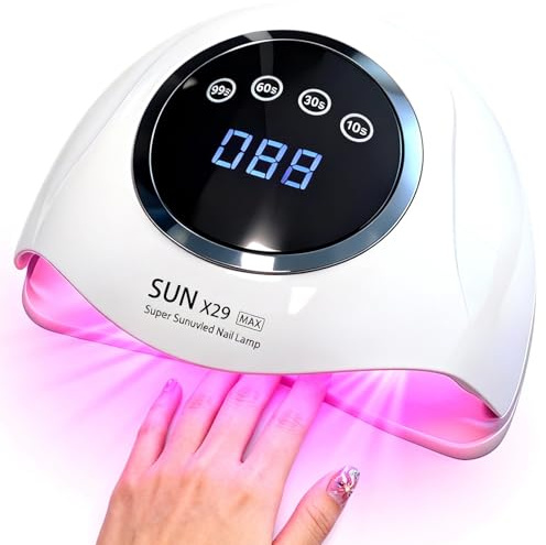 500W UV LED Nail Lamp, Nail Dryer for Gel Polish with 90Pcs Lamp Beads, Touchscreen 4 Timer and Automatic Sensor, Ideal for Home Salon, Nail Polish Dryer for Salon and Home