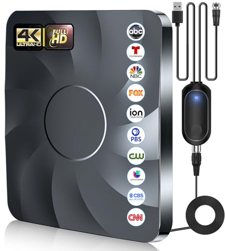 2026 Digital TV Antenna for Smart TV Indoor, 3600+ Miles Long Range HD Antenna for Local Channels with Signal Booster Amplifier, Support 8K 4K 1080p for All TVs - 38FT Coax Cable
