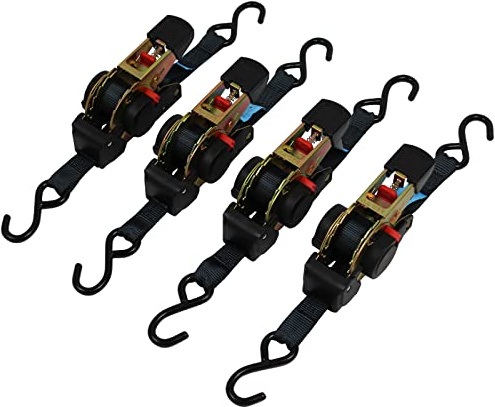 TRUTZHOLM 4X Automatik Spanngurt selbstaufrollend 1,8 m x 25 mm mit S-Haken, Zurrgurt Set 320/640 daN für Anhänger, Motorrad, PKW & Ladungssicherung