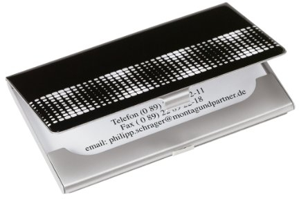 Sigel VZ162 Visitenkarten-Etui pure:black, Pixel, Alu mit Epox-glossy Beschichtung, für bis zu 10 Karten (max. 91x56 mm), 1 ST