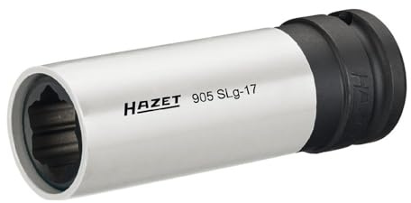 HAZET Steckschlüssel-Einsatz 905SLG-17 I Antrieb: Vierkant und Hybrid Sonderprofil Abtrieb für Kfz und Auto Reifenwechsel, Schlüsselweite: 17 mm I für Maschinenbetätigung I Made in Germany