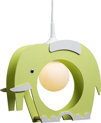 Elobra Kinderlampe Deckenleuchte Hängeleuchte Elefant, Kinderzimmer, Holz, lindgrün, A++, 23 x 29 x 12 cm