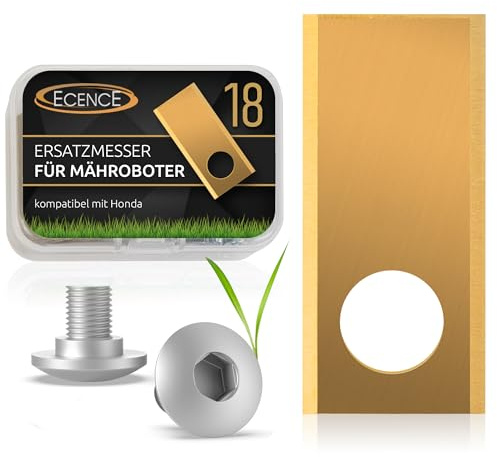 ECENCE 18 Titanium Replacement Blades for Robotic Lawn Mowers - Compatible with Honda Miimo 300 & 500 - Includes Screws