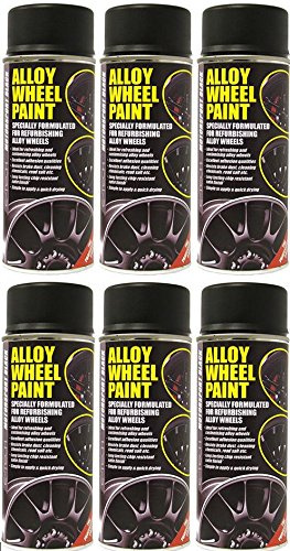 6 x E-tech Motorsport Black Alloy Wheel Spray Paint 400ml Cans - Chip Resistant
