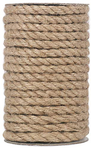 Vivifying Jute Rope, 50 Feet 8mm Natural Heavy Duty Twine for Crafts, Cat Scratch Post, Bundling and Hanging
