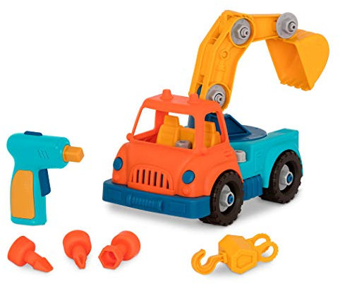 Battat – Konstruktionsspielzeug Kranwagen – Konstruktionsspielzeug Kranwagen – Spielzeugkranwagen mit Bohrmaschine für Kinder – STEM-Spielzeug – Entwicklungspolitischer Nutzen – 3 Jahre +