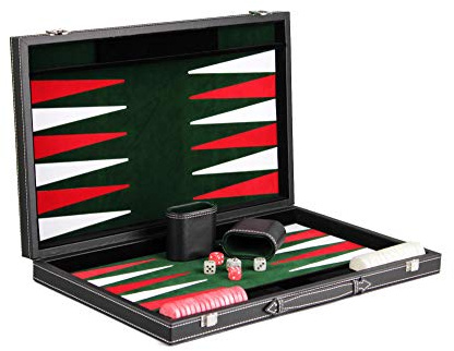 Chessgammon Backgammon-Spiel aus Leder Malachitgrün 15