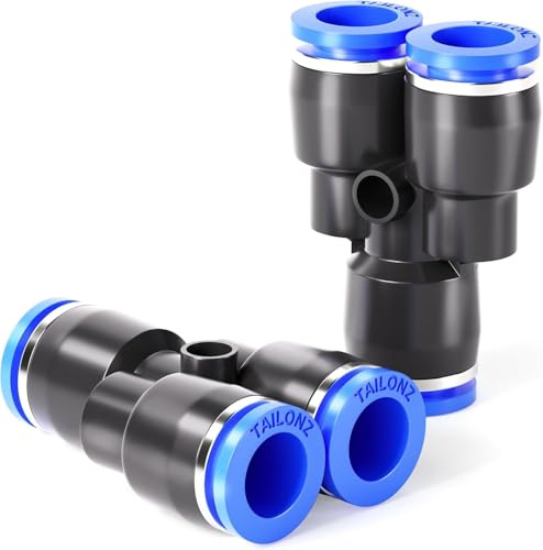 TAILONZ PNEUMATIC Racor en Y de plástico de 10 mm de diámetro exterior para empujar y conectar Racor de 3 vías para empujar y conectar tubos PY10 (paquete de 10)