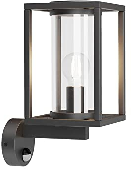 Outdoor Wall Light 'Ferda' with Motion Detector (Modern) in Black Made of Aluminium (1 Light Source, E27) from Lucande | Wall lamp for Exterior/Interior Walls, House, Terrace und Balcony