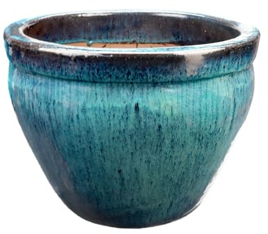 Blumentopf/Pflanzkübel Bamboo hoch Grün-Blau 20x19cm frostfest