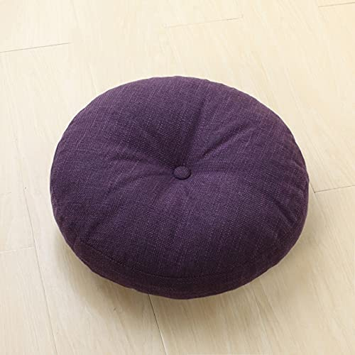 ZZZYZ Runde Baumwollleinen Yoga Sitzkissen Super Soft Cord Meditationskissen Waschbar Atmungsaktiv Yogakissen Für Wohnzimmer Dekoration-Lila 45cm(18inch)