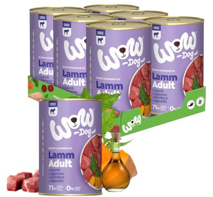 WOW Dog Hunde-Nassfutter mit Lamm 6 x 400g | ohne Getreide & Zucker